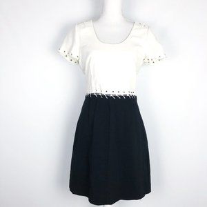 Rag & Bone Color Block Short Sleeve Mini Dress Cutout Mesh Lace Up Stretch 6